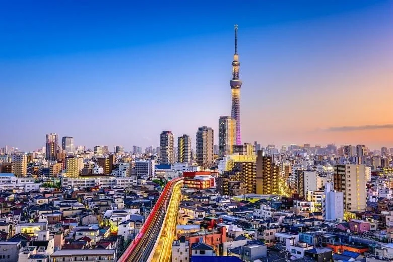 Peisajul orasului Tokyo noaptea
